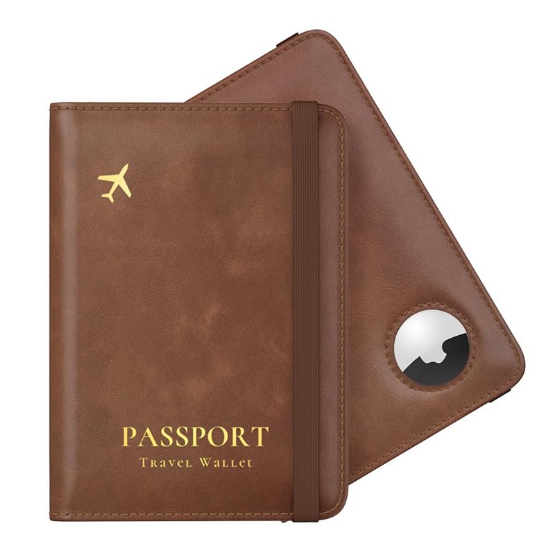 Travel Wallet Slim - ABRT-ที่ใส่พาสปอร์ตพร้อมระบบป้องกัน RFID สำหรับ Airtag, กระเป๋าใส่พาสปอร์ตหนัง PU
