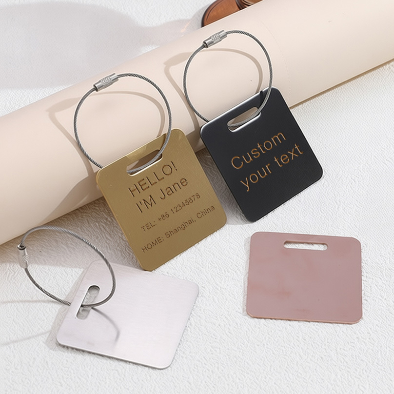Travel Accessories Deals - ป้ายชื่อกระเป๋าเดินทางแบบกำหนดเอง ป้ายสลักเลเซอร์ ป้ายกันหาย อุปกรณ์เสริมสำหรับการเดินทาง สแตนเลสสตีล ป้ายติดกระเป๋าเดินทางแบบส่วนตัว