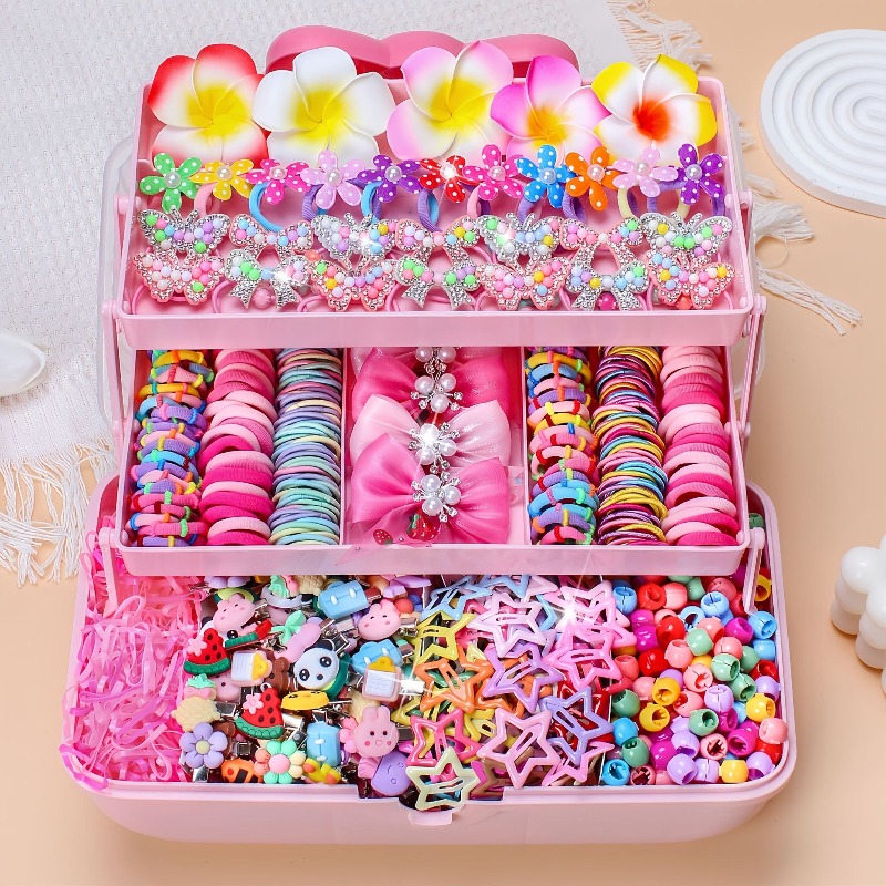 Travel Accessories For 4 Year Old - ชุดอุปกรณ์เสริมผมแบบยืดหยุ่นสูง 546 ชิ้น ไม่ทำร้ายเส้นผม หลากสีสัน ยางรัดผม