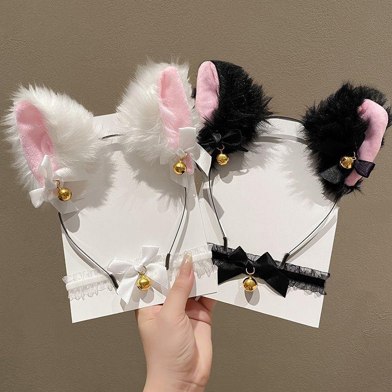 Quirky Travel Accessories - ที่คาดผมหูแมวสำหรับผู้หญิง, เครื่องประดับศีรษะรูปแมวน่ารักและแปลกตา, กิ๊บติดผมพร้อมกระดิ่ง, เครื่องประดับคอ, เครื่องประดับผมสำหรับเด็ก