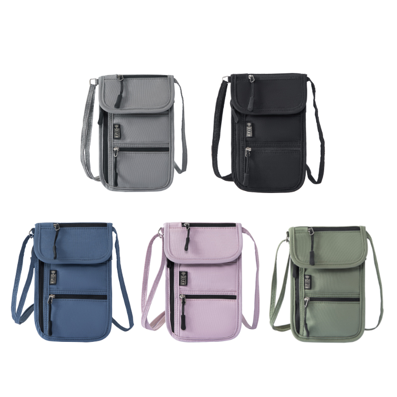Travel Accessories Rfid - กระเป๋าคล้องคอแบบพกพา ป้องกัน RFID สำหรับใส่พาสปอร์ต กระเป๋าซ่อนใต้คอ น้ำหนักเบา