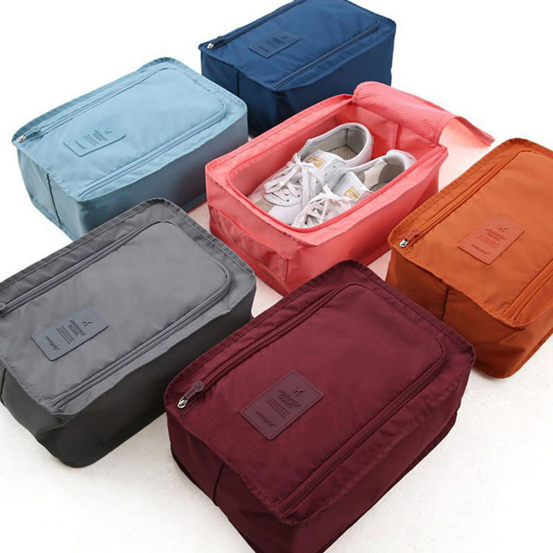 Shoe Bag Travel - รองเท้าแบบพกพากระเป๋าเดินทางถือมัลติฟังก์ชั่พับเก็บกระเป๋าถือความจุสูง Mini สีทึบรองเท้ากระเป๋า Organizer