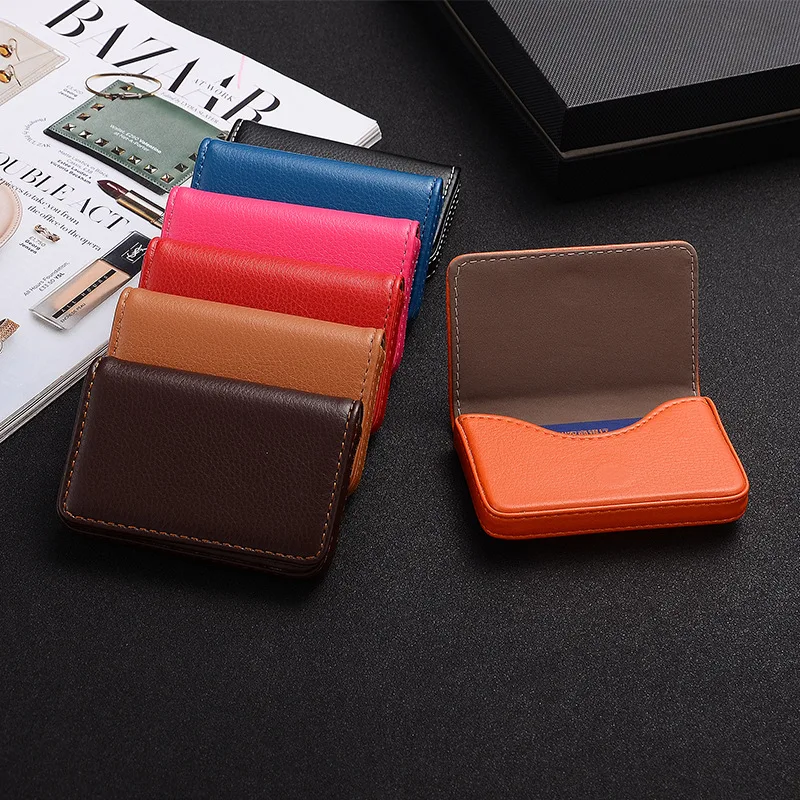 Travel Wallet Slim - 2026 ที่ใส่นามบัตรหนัง PU พร้อมหัวเข็มขัดแม่เหล็ก ที่ใส่นามบัตรแบบพกพาขนาดใหญ่ ความจุเยอะ