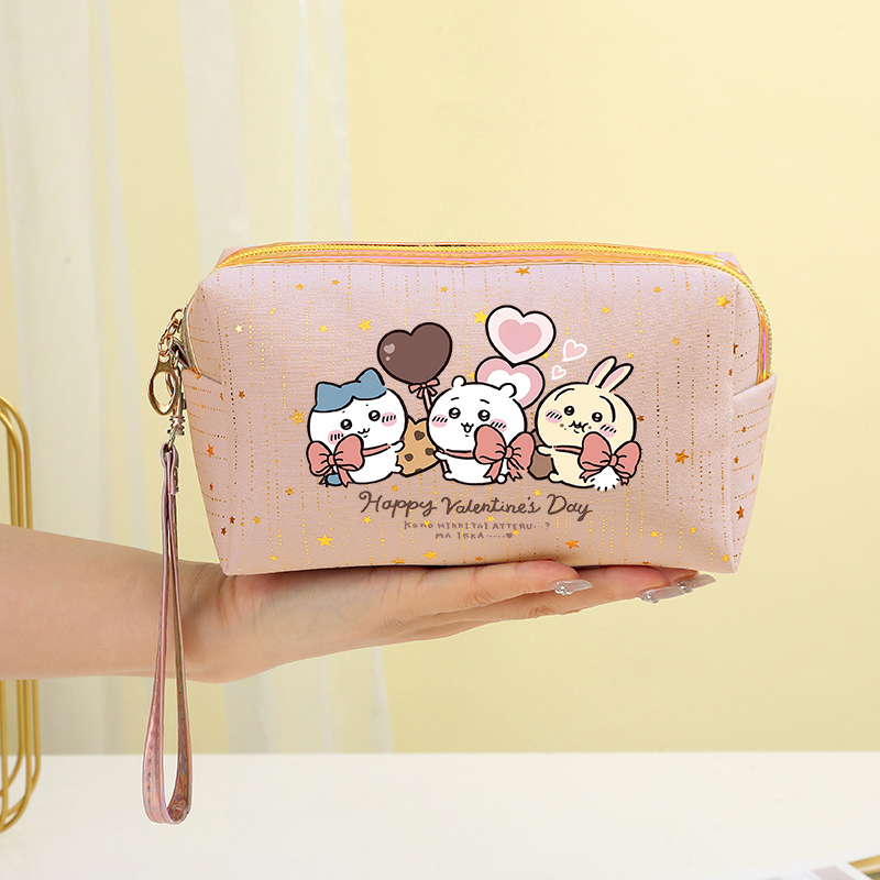 Travel Accessories Toiletry Bag - ชิคาวาส ฮาชิแวร์ อุซางิกระเป๋าแต่งหน้า กระเป๋าเครื่องสำอางลายการ์ตูนน่ารัก กระเป๋าใส่เครื่องสำอางสำหรับผู้หญิง กระเป๋าเก็บของสำหรับเดินทาง