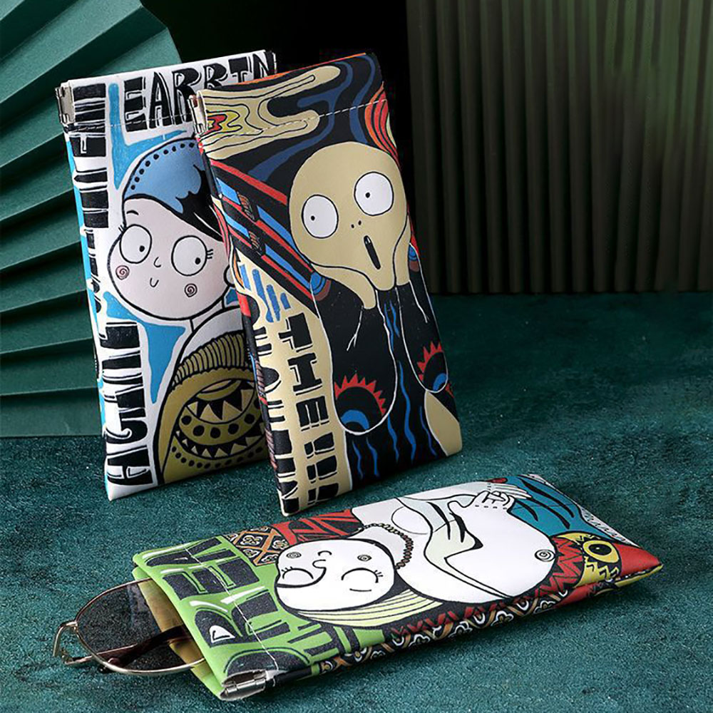 Travel Accessories Pouch For Men - การ์ตูนแว่นตากันแดด PU หนังศิลปะกราฟฟิตี้กระเป๋าใส่แว่นตากระเป๋าเก็บแว่นตากันกระแทกสำหรับผู้หญิงผู้ชายเดินทาง
