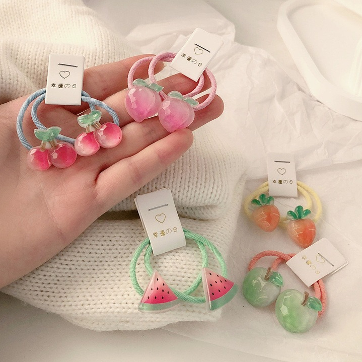 Travel Accessories For 4 Year Old - ยางมัดผมรูปแครอทสำหรับเด็ก 5 คู่ ยางรัดผมแบบไม่ลื่นสำหรับเด็กผู้หญิง เครื่องประดับผมผลไม้เนื้อนุ่มสำหรับเด็กเล็ก