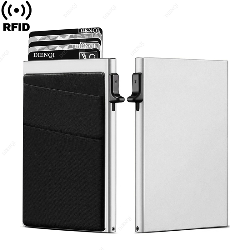Travel Wallet Slim - RFID Blocking ผู้ถือบัตรเครดิตกระเป๋าสตางค์ผู้ชาย Slim Minimalist กระเป๋าสตางค์ผู้ถือบัตรกรณีป้องกันการโจรกรรมโลหะเงินกระเป๋าเดินทาง