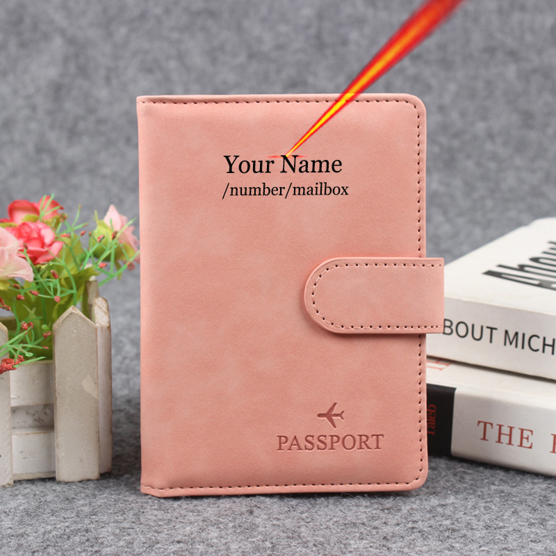 Travel Accessories Rfid - ปุ่มแม่เหล็กปกหนังสือเดินทางปรับแต่งชื่อบนฝาครอบ Rfid กระเป๋าสตางค์ผู้ชายผู้หญิงสําหรับหนังสือเดินทางกระเป๋าสตางค์หนังสือเดินทางกระเป๋า