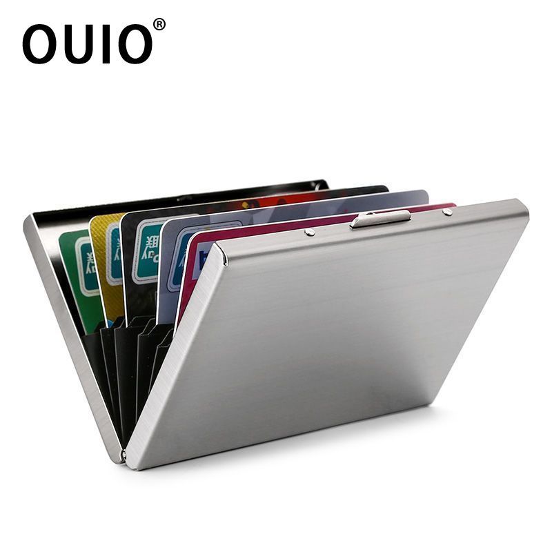 Travel Wallet Slim - โอวีไอโอ ​ กล่องใส่บัตรสแตนเลสป้องกัน RFID - กระเป๋าสตางค์โลหะบางเฉียบสำหรับผู้ชายและผู้หญิง,