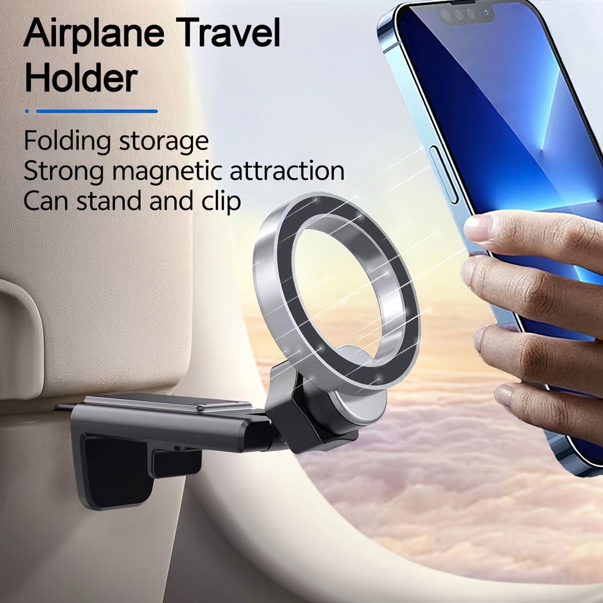 Phone Holder Airplane - ที่วางโทรศัพท์มือถือแบบแม่เหล็ก ที่วางโทรศัพท์สําหรับเดินทางในเครื่องบิน ที่วางโทรศัพท์ตั้งโต๊ะ ที่วางโทรศัพท์มือถือแบบตั้งโต๊ะ ที่วางโทรศัพท์อเนกประสงค์