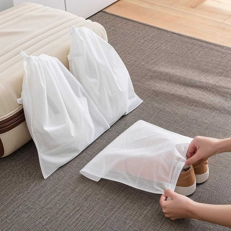 Shoe Bag Travel - ถุงเก็บรองเท้าแบบมีเชือกผูก ป้องกันฝุ่น ระบายอากาศ แห้งเร็ว กระเป๋าจัดระเบียบ สำหรับเดินทาง