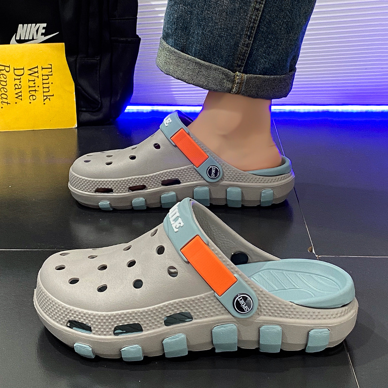 Shoe Bag Travel - รองเท้าแตะรัดส้นแบบใหม่สำหรับฤดูร้อน รองเท้าผู้ชายแบบมีรู รองเท้าแตะแบบสวมสำหรับเดินทาง รองเท้าชายหาด รองเท้าลำลอง