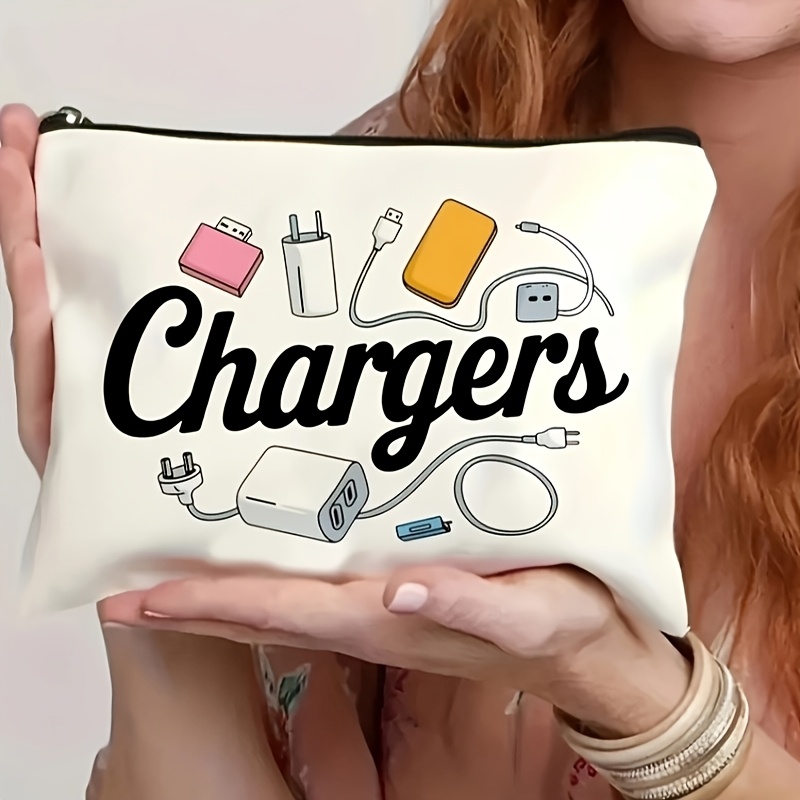 Travel Accessories Toiletry Bag - 1 ชิ้น อุปกรณ์ชาร์จดิจิตอล กระเป๋าเครื่องสำอางดีไซน์ย้อนยุค, กระเป๋าเก็บขนม, กระเป๋าเก็บเครื่องเขียน,