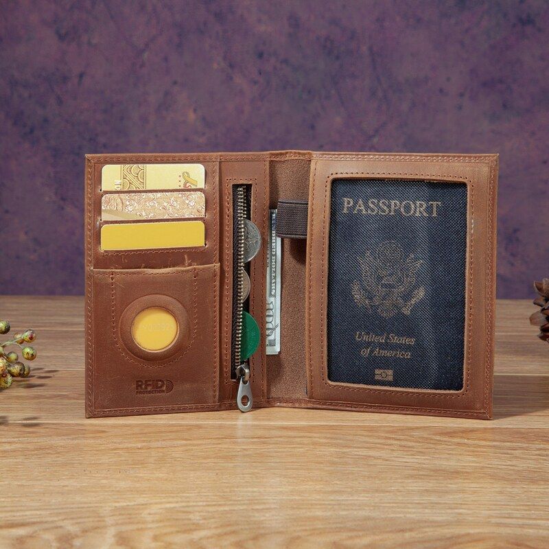 Travel Accessories Rfid - กระเป๋าใส่พาสปอร์ตหนังแท้แฟชั่นสำหรับทุกเพศ แบบมัลติฟังก์ชั่น ป้องกัน RFID จัดเก็บเอกสาร อุปกรณ์เสริมสำหรับการเดินทาง
